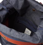 Bleu de Chauffe - Leather-Trimmed Colour-Block Denim and Waxed Cotton-Canvas Backpack - Blue