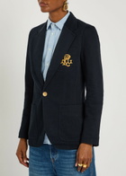 Polo Ralph Lauren Logo-embroidered Cotton-blend Blazer Navy