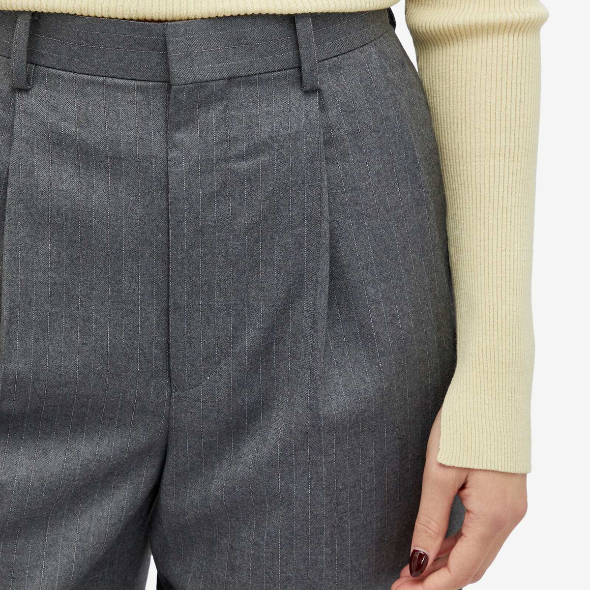 パンツ AURALEE 24aw WOOL FLANNEL STRIPE SLACKS Auralee Women's Wool Flannel Stripe Slacks in Top Gray Auralee