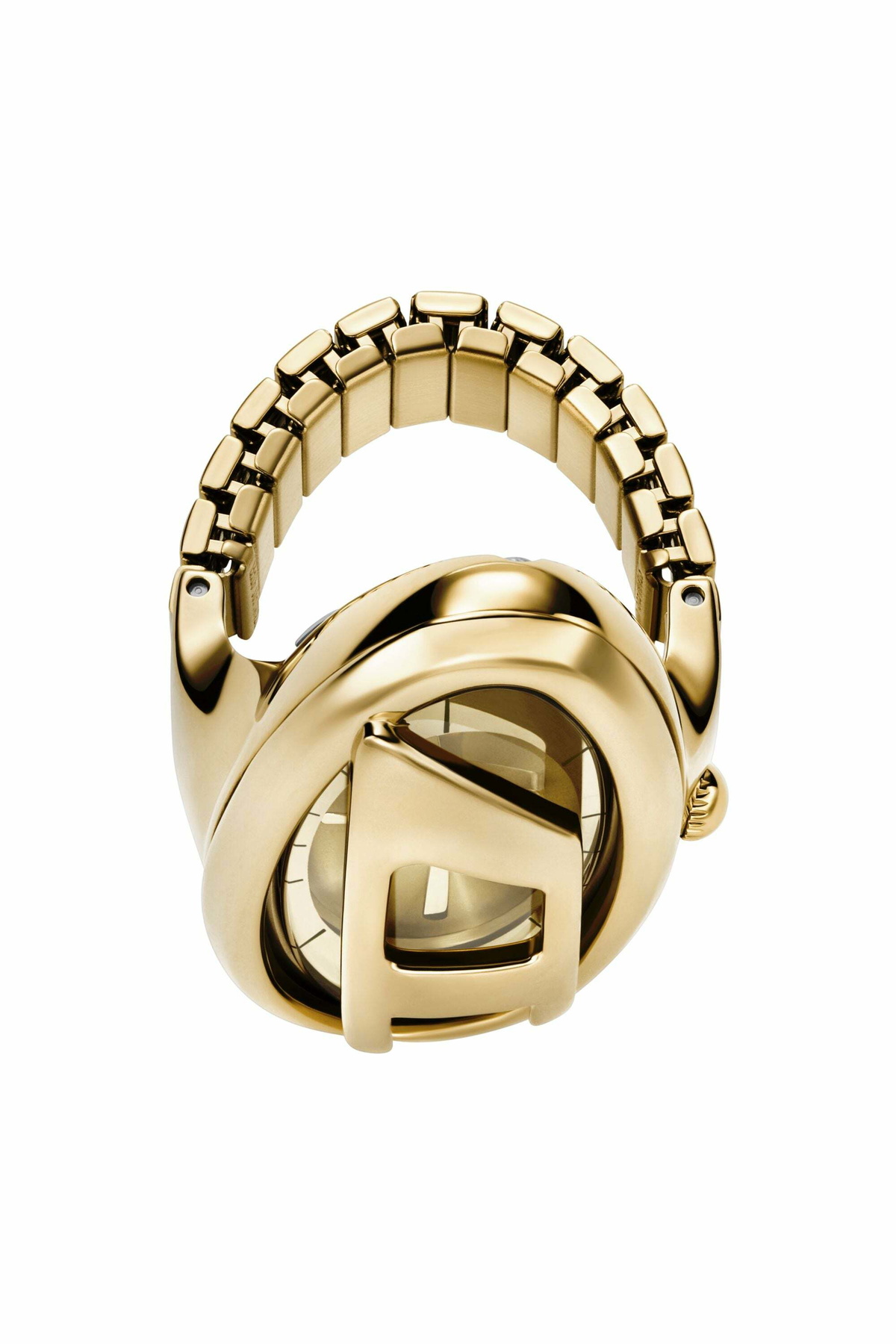 Diesel D-Era gold-tone stainless steel ring watch - Timeframes Womens in Gold