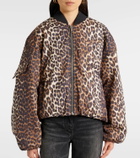 Ganni Leopard-print canvas bomber jacket