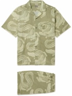 Desmond & Dempsey - Camp-Collar Printed Cotton Pyjama Set - Green