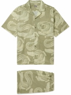 Desmond & Dempsey - Camp-Collar Printed Cotton Pyjama Set - Green