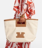 Max Mara Ecru Small canvas tote bag