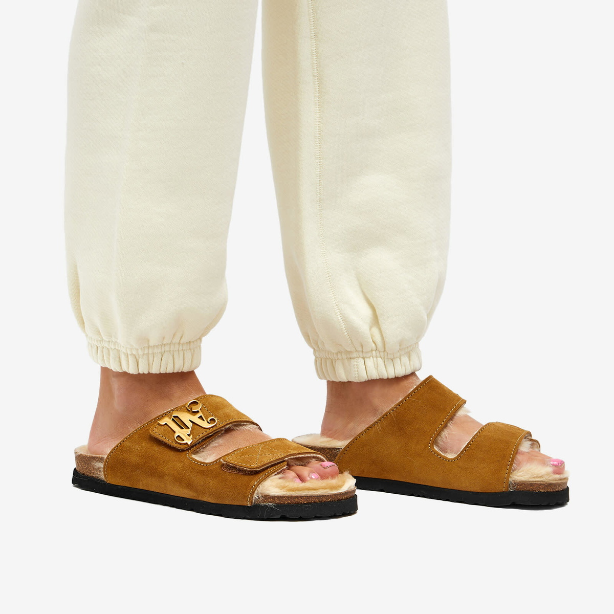 Palm Angels Women's Comfy Slipper Sandals in Beige