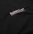 Balenciaga - Oversized Logo-Print Cotton-Jersey T-Shirt - Men - Black