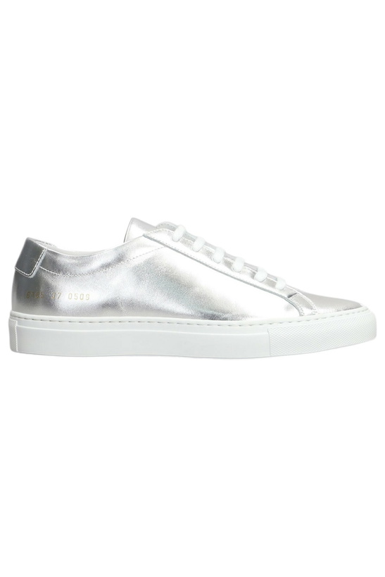 Photo: Common Projects Achilles Shiny Sneakers In Silver Leather