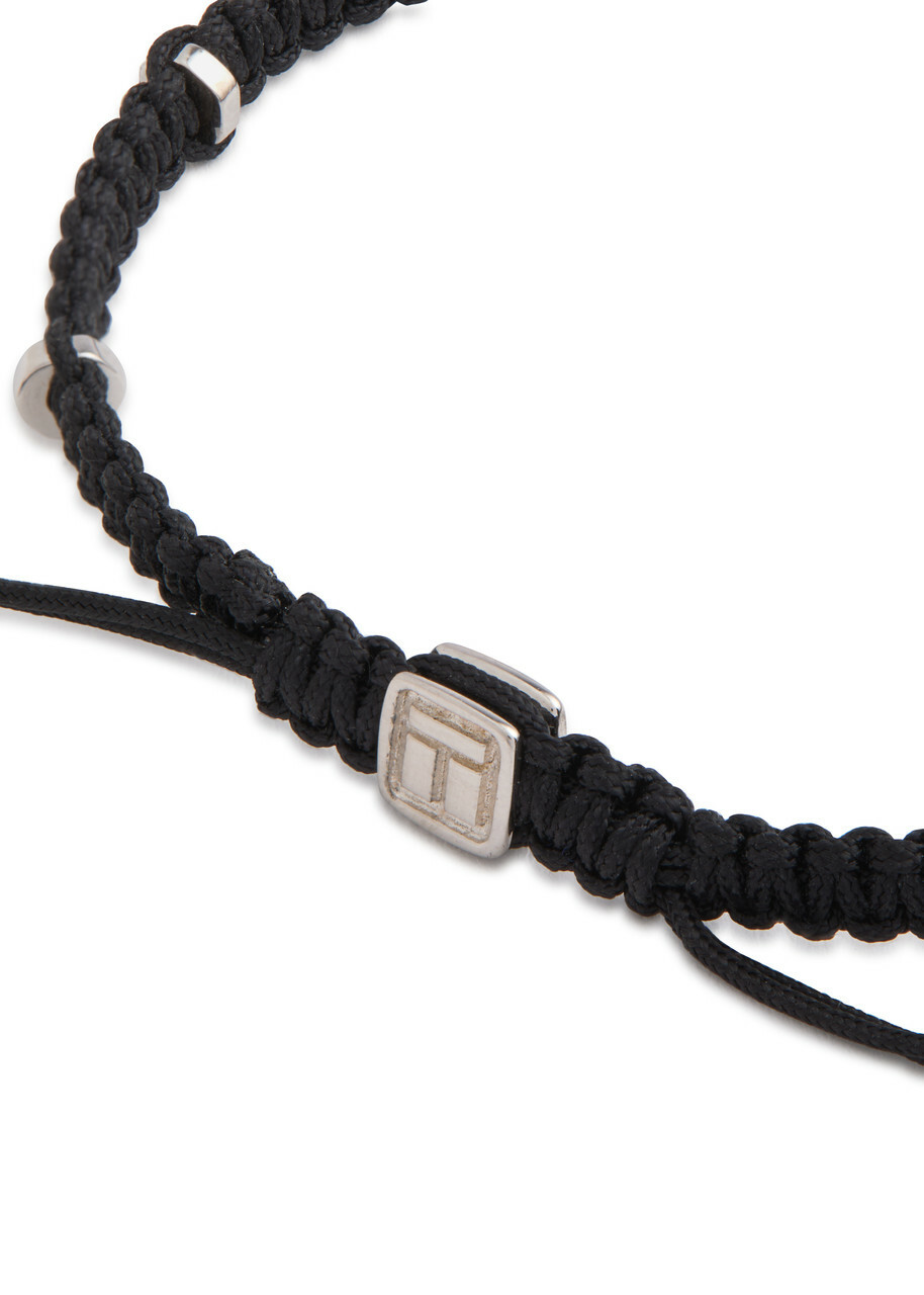 Tateossian Sterling Silver and Macramé Bracelet Black