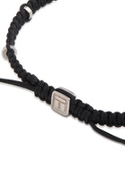 Tateossian Sterling Silver and Macramé Bracelet Black