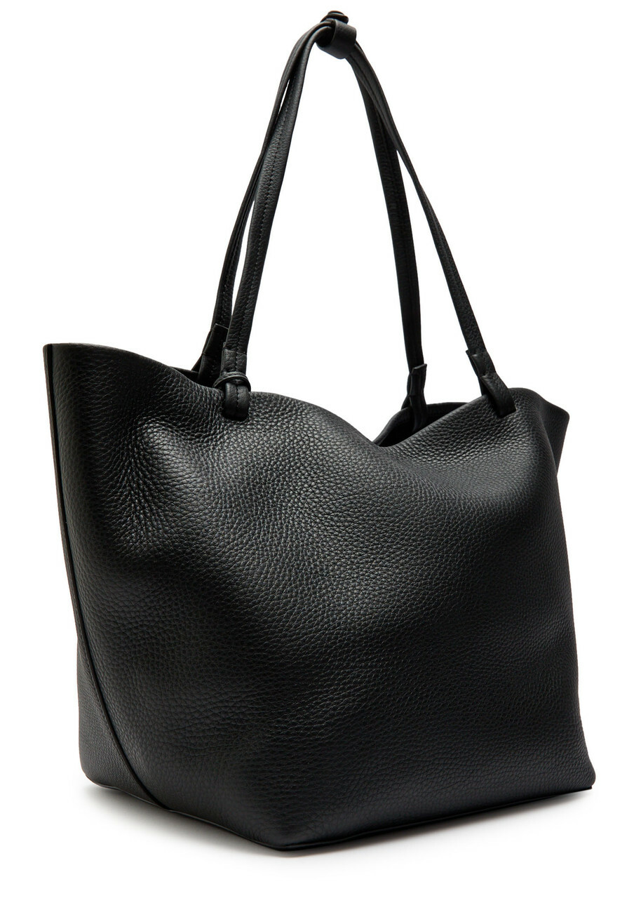 The Row Park Three Grained Leather Tote - Black - One Size