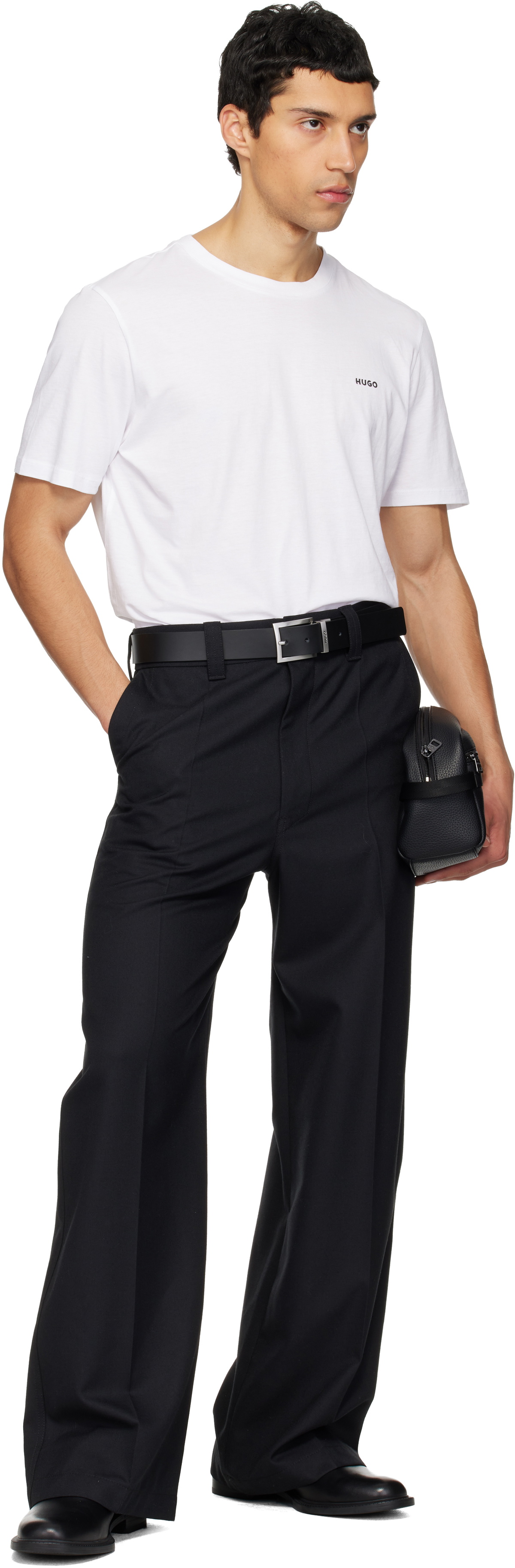 Hugo Black Polished Logo Wash Pouch