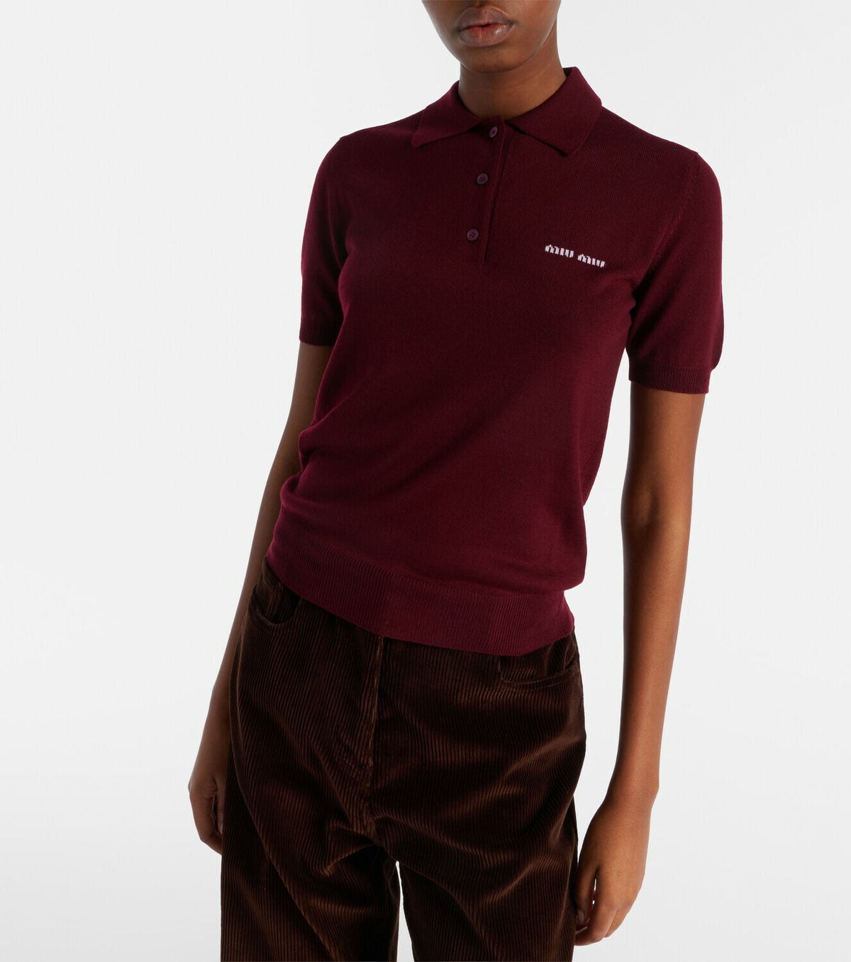Miu Miu Logo wool polo sweater