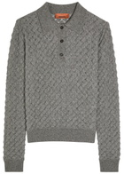 Missoni Textured-knit Cashmere Polo top Grey
