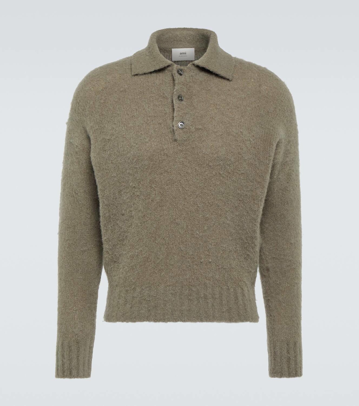 Ami Paris Hairy wool-blend polo sweater AMI
