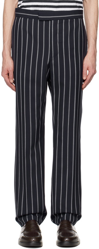 Photo: Thom Browne Navy Stripe Classic Trousers