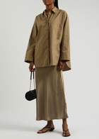 BY Malene Birger Boshan Satin Midi Skirt Light Brown