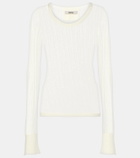 Didu Distressed ribbed-knit cotton top