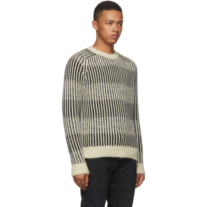 Saint Laurent Black and White Vertical Stripe Sweater Saint Laurent