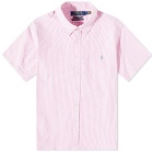 Polo Ralph Lauren Men's Seersucker Short Sleeve Shirt in Rose/White