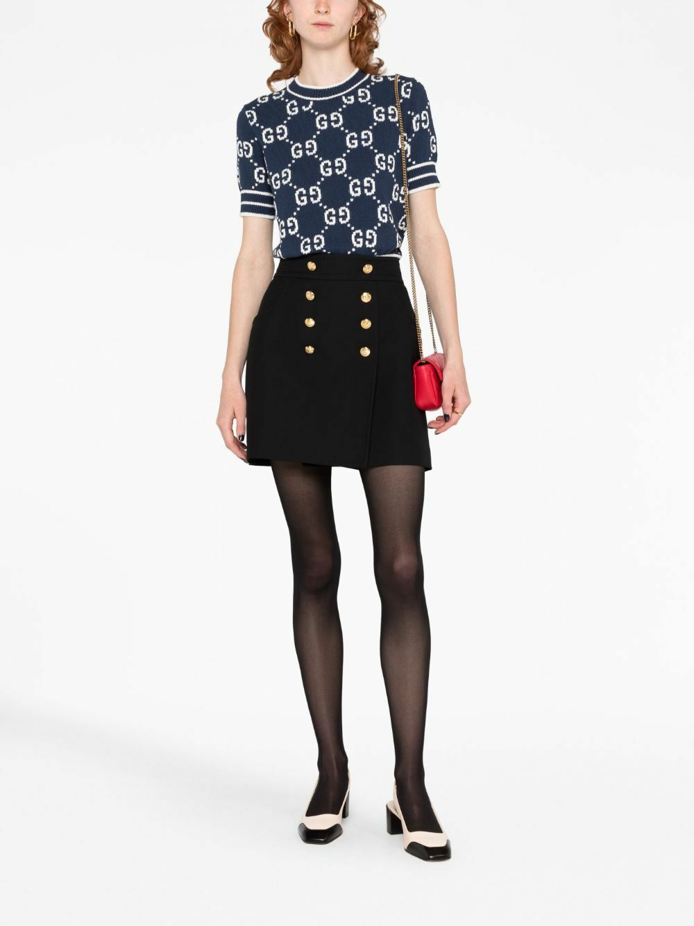 Gucci Button-Up Crepe Skirt Gucci