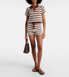 Anna Kosturova Striped cotton crochet shorts