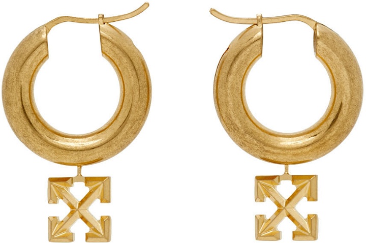 Photo: Off-White Gold Charm Hoop Earrings