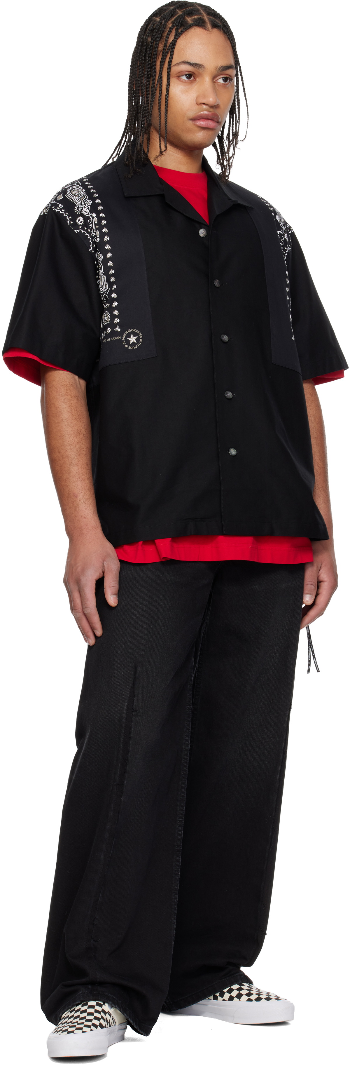 mastermind JAPAN Black Bandana Short Sleeve Shirt