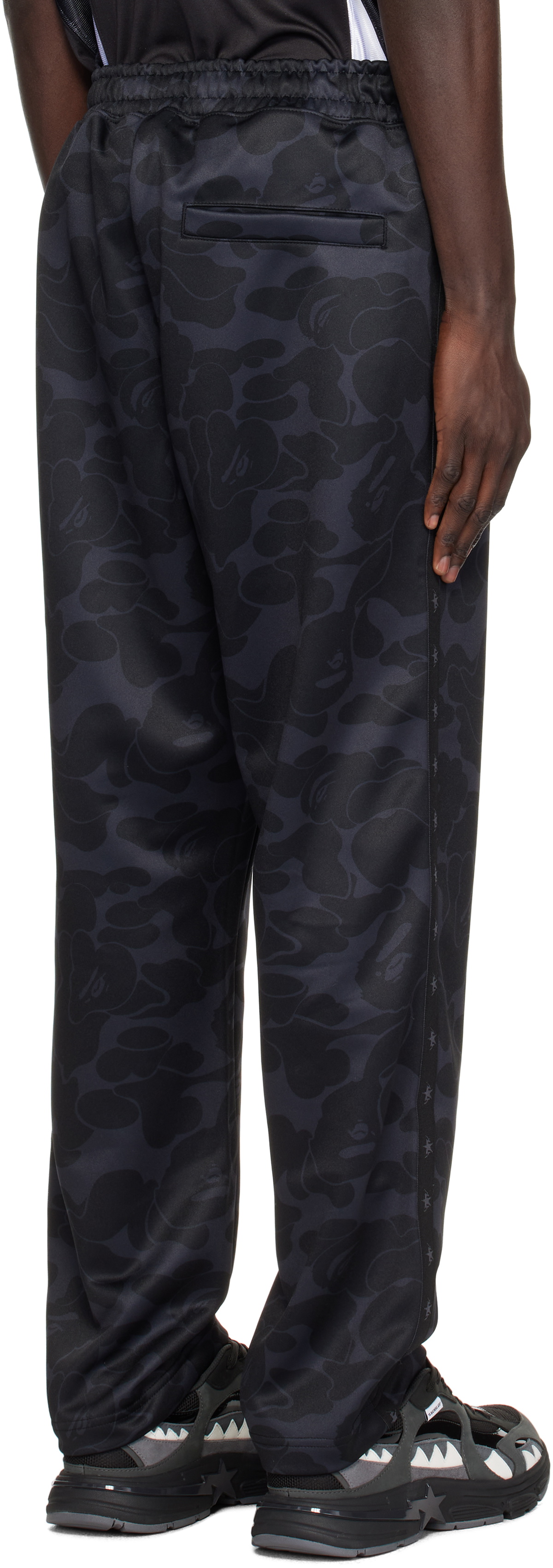 BAPE Black Tonal Solid Camo Track Pants