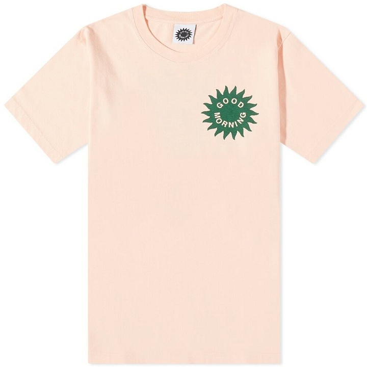 Photo: Good Morning Tapes Men's Sun Logo T-Shirt in Peach