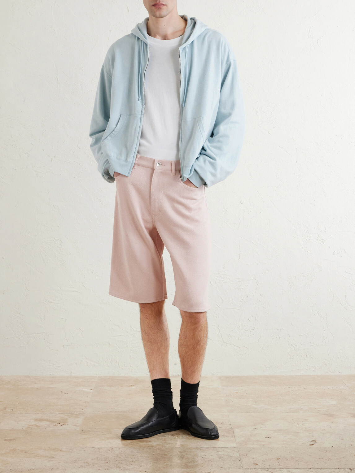 Auralee - Cotton, Wool and Silk-Blend Zip-Up Hoodie - Blue