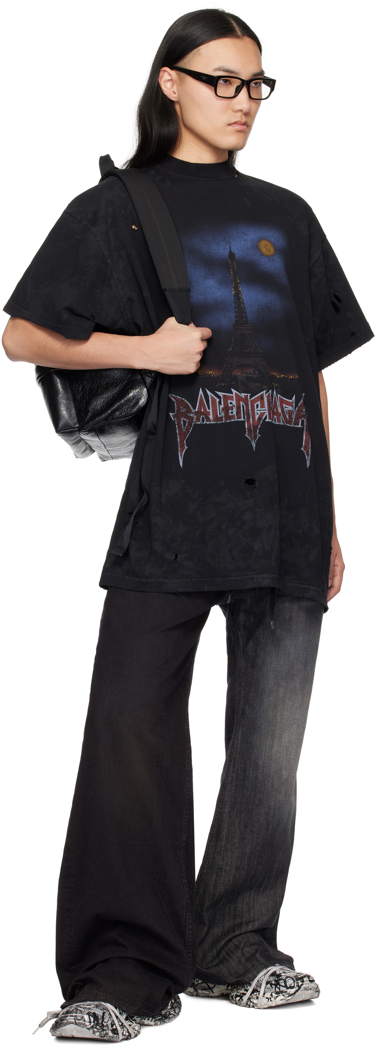 Balenciaga Black Paris Moon Oversized T-shirt Balenciaga
