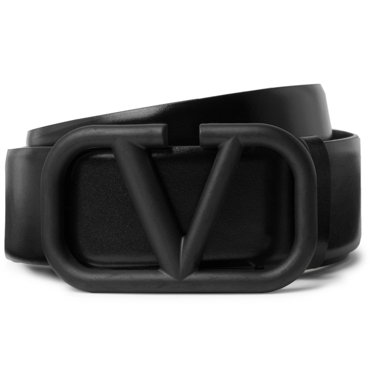 Photo: VALENTINO - Valentino Garavani 4cm Logo-Detailed Leather Belt - Black