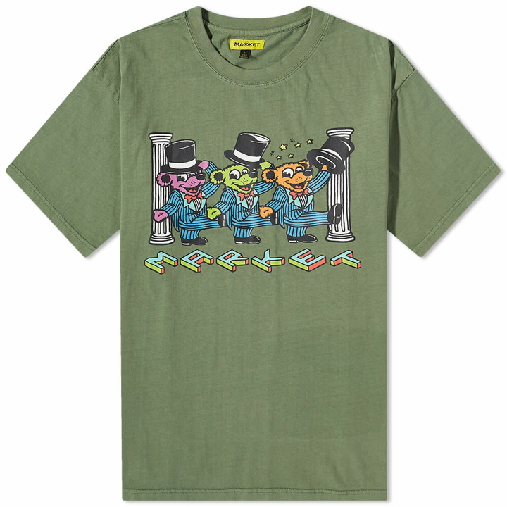 Photo: MARKET Men's Dancing Trio Bear T-Shirt in Jade