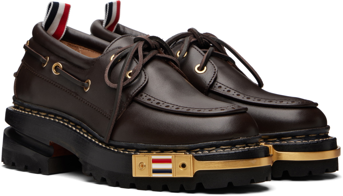 Thom Browne Brown Vitello Calf Hiking Leather Sole Boat Shoes
