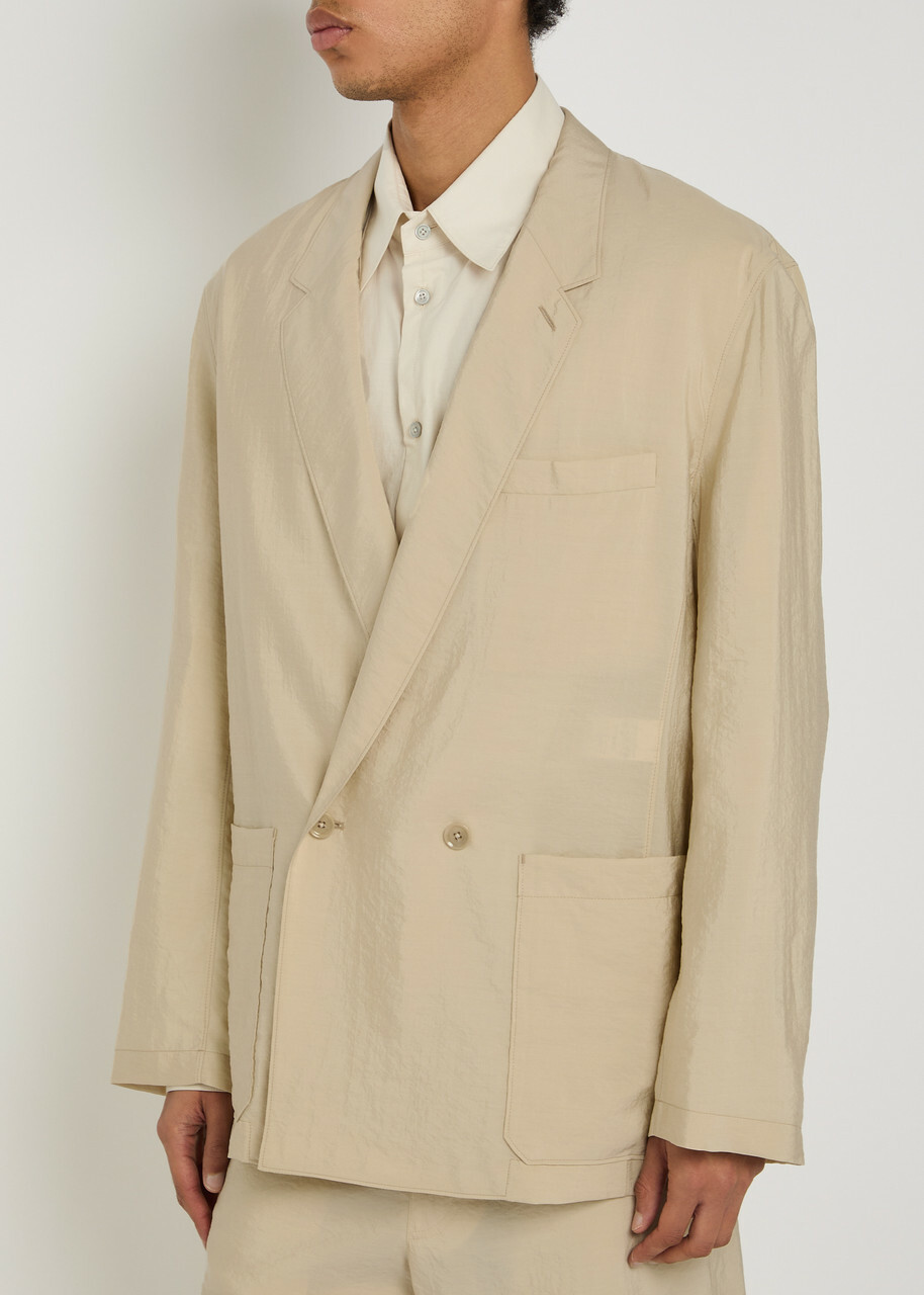Lemaire Double-breasted Silk-blend Jacket Off White