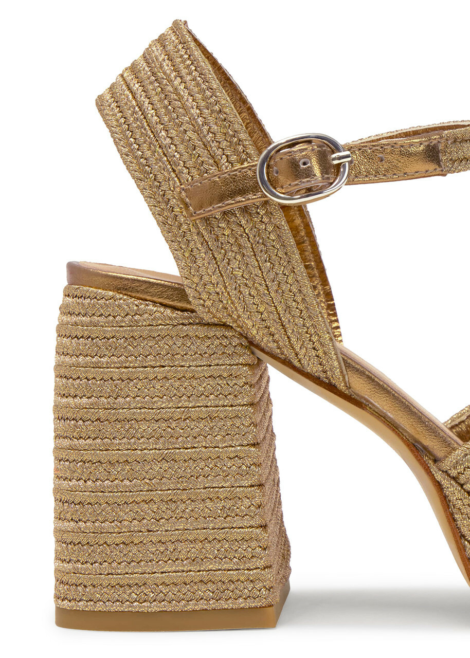 Castañer Valle Metallic Platform Sandals Beige