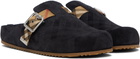 Burberry Black Check Suede Urchin Clogs