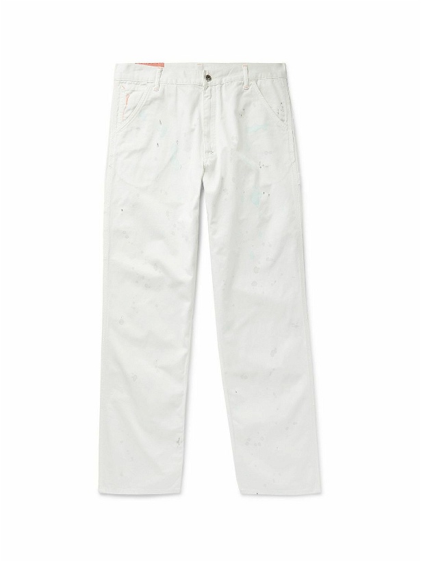 Photo: Acne Studios - Paint-Splattered Cotton-Twill Trousers - White