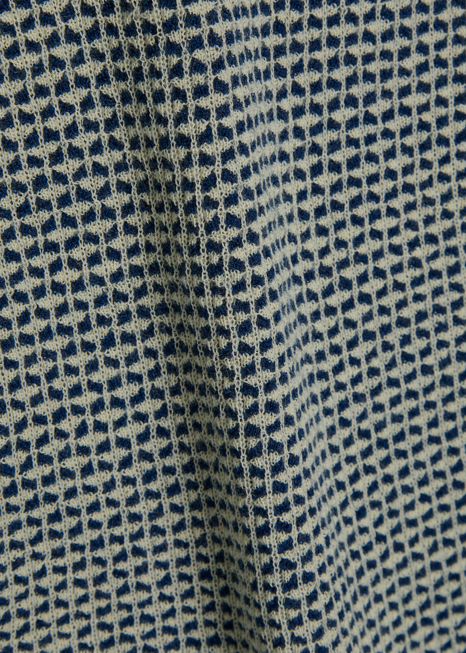 Guest In Residence Shrunken Patterned Cashmere Polo top Navy