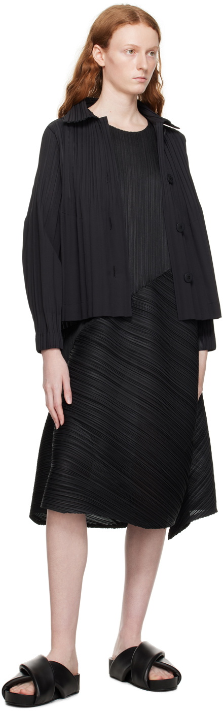 Pleats Please Issey Miyake Black Calla Midi Dress