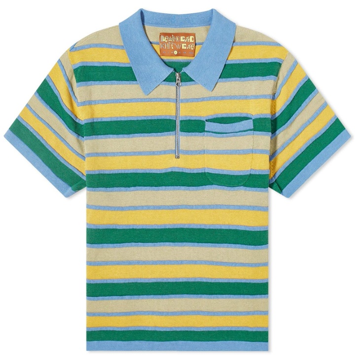 Photo: Brain Dead Men's Lifted Stripe Half Zip Shirt in Yellow