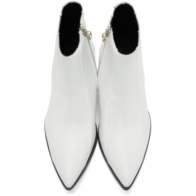 Pyer Moss White Faux-Python Boots