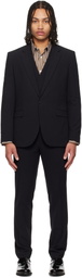 Hugo Black Three-Piece Extra-Slim-Fit Stretch-Cotton Seersucker Suit