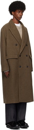 Lownn Taupe Wool Cashmere Double-Breasted Coat