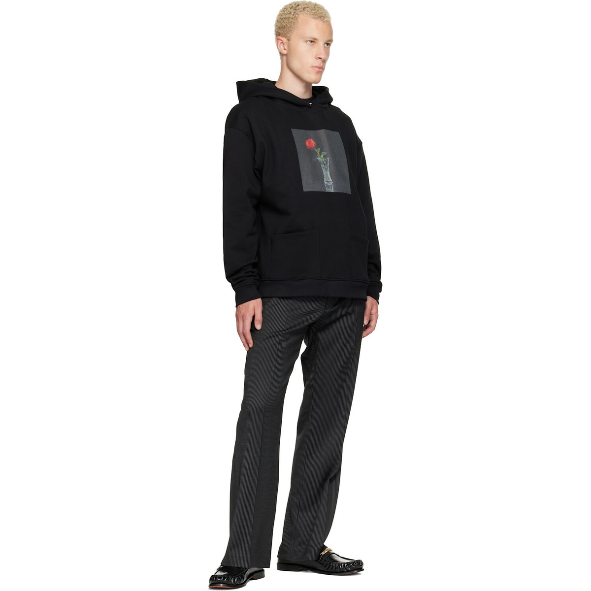 Ernest W. Baker Black Rose Print Hoodie