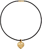 Balenciaga Gold & Black BB Heart Necklace