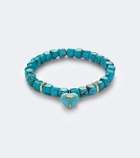 Sydney Evan 14kt gold beaded bracelet with tuquoise and diamonds