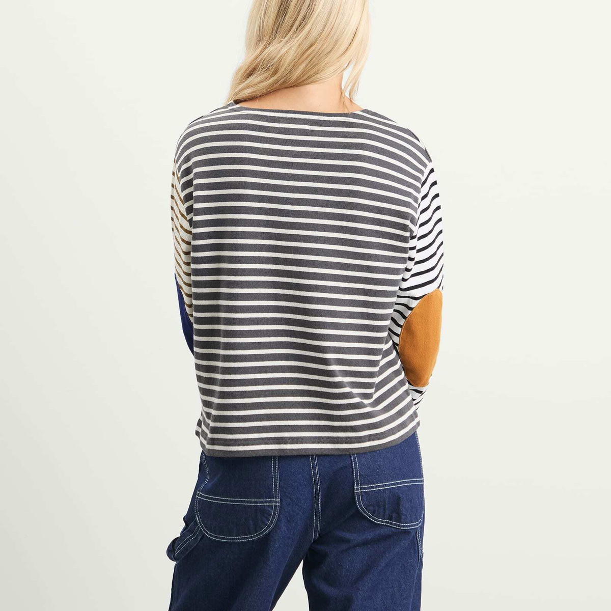 Beams Boy Women's Elbow Patch Basque Long Sleeve T-Shirt in Multi