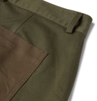 Folk - Tapered Cropped Panelled Cotton-Canvas and Twill Trousers - Green