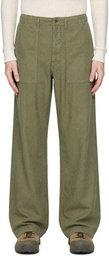 RRL Khaki Herringbone Utility Trousers